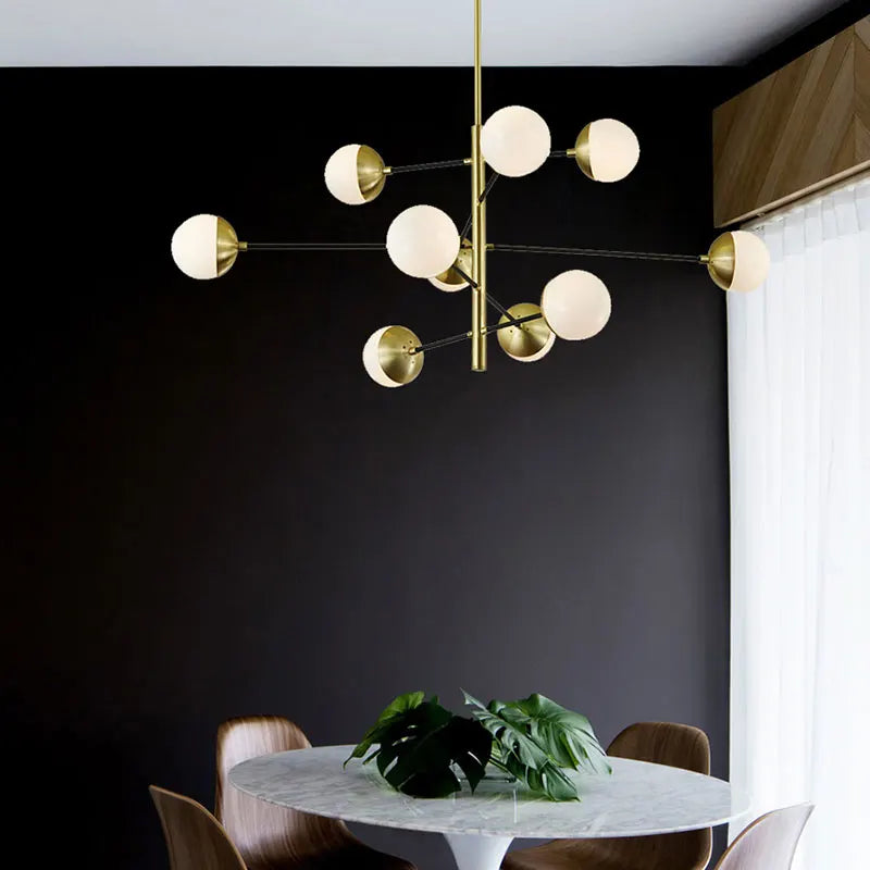 Suspension LED avec abat-jour blanc et corps cuivre
