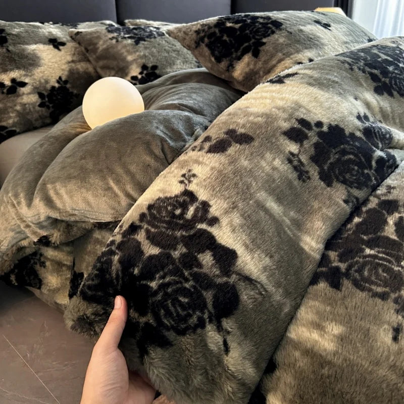 Parure de lit flanelle dans une chambre décorée avec style hivernal
