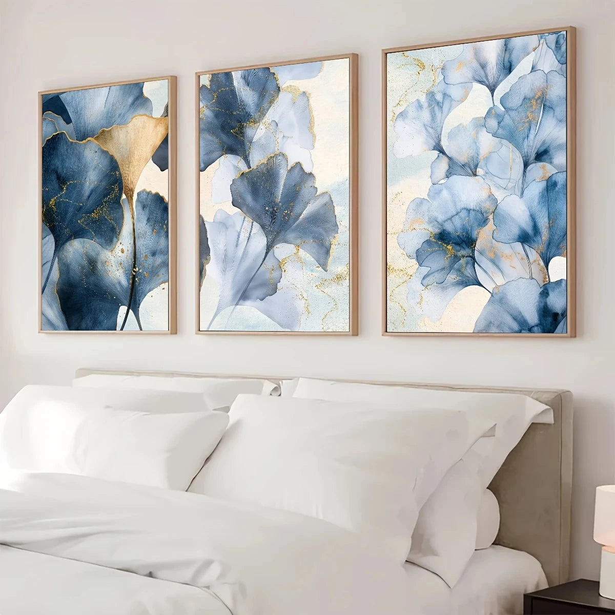 Affiche abstraite bleu or pour chambre