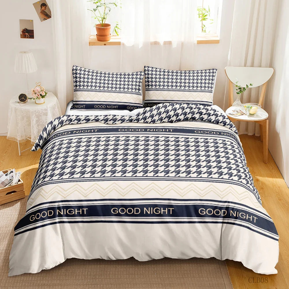 Détail du motif ethnique de la housse de couette bleu foncé