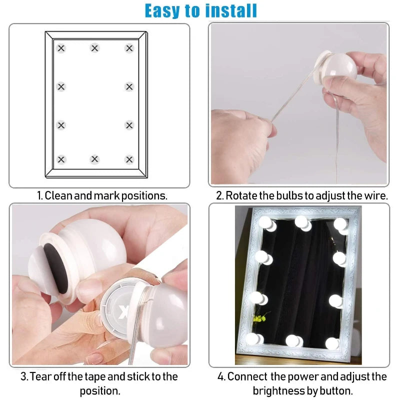Alimentation USB 5V du miroir de maquillage connectée à une prise