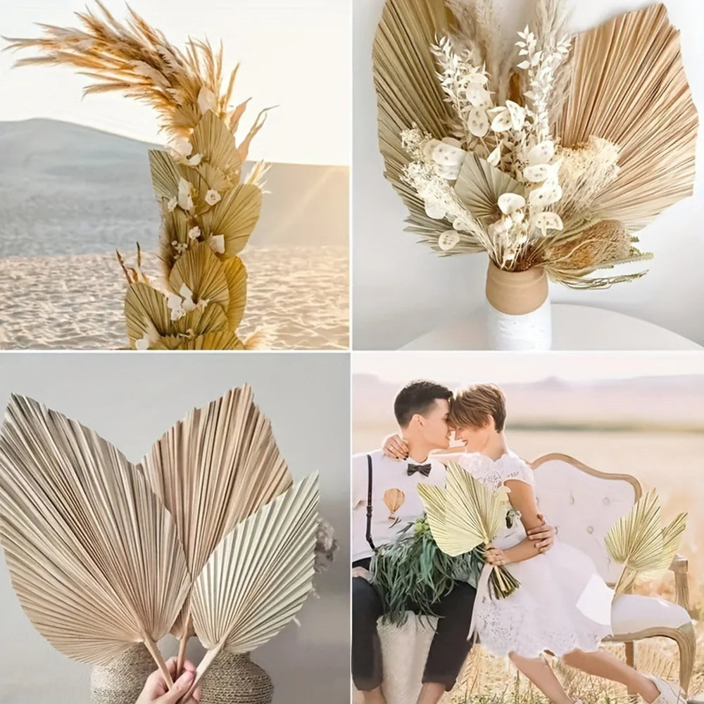Éventail en palmier naturel pour mariage bohème