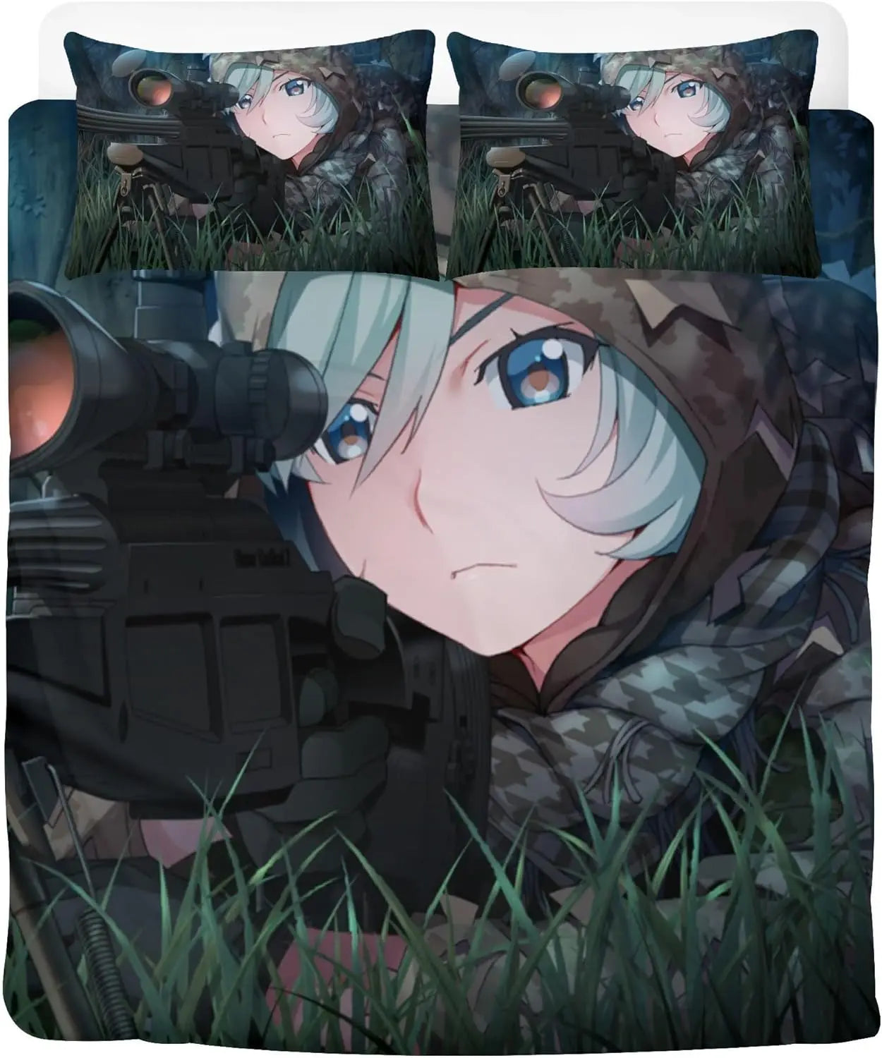 Détail de l'impression Anime Girl Slayer sur la housse de couette