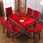 Housse de chaise élastique jacquard rouge pour salle à manger