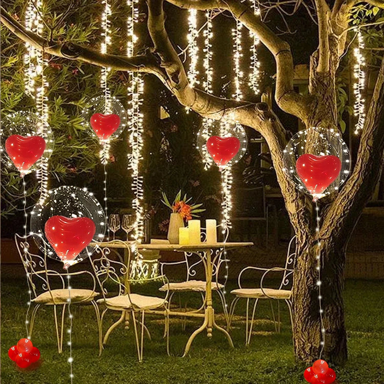 Guirlande lumineuse ballon ondulé rouge Saint-Valentin