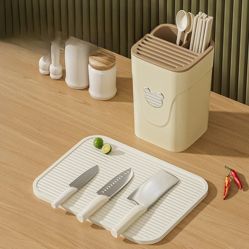 Porte-couteau blanc avec drainage visible
