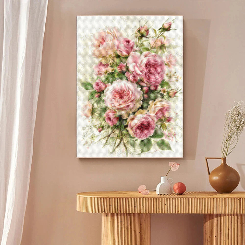 Détail des strass sur peinture diamant fleur
