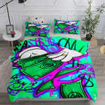Chambre décorée avec housse de couette New York Graffiti
