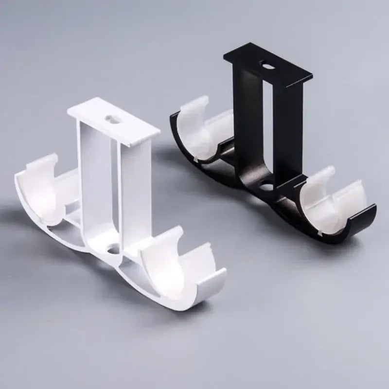Support de tringle à rideau double montage plafond en alliage d'aluminium noir mat