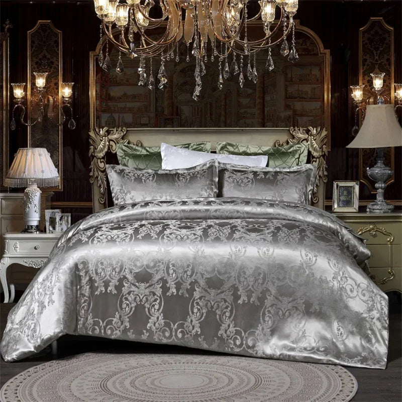 Parure de lit argent avec taie d'oreiller