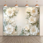 Décoration murale florale blanche en polyester avec fleurs grappinées