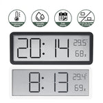 Horloge murale numérique LCD blanche affichant heure température humidité