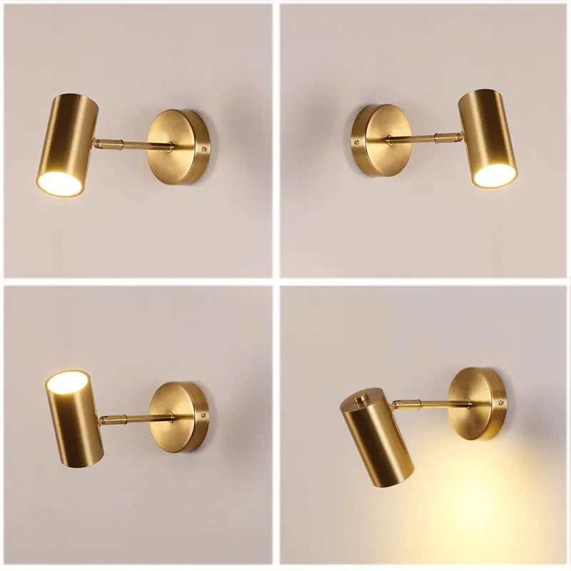 Détail de l'applique murale orientable avec finition dorée