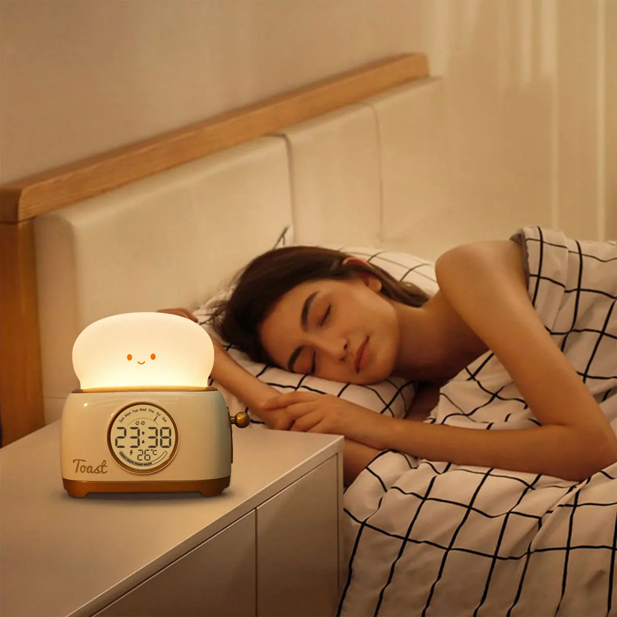 Lampe de chevet enfant jaune en forme de grille-pain