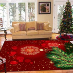 Un salon cocooning et douillet, avec un canapé confortable et un arbre de Noël scintillant dans une ambiance festive.