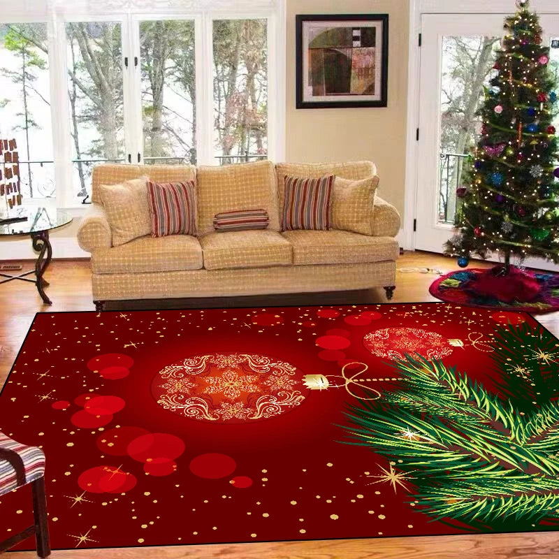 Un salon cocooning et douillet, avec un canapé confortable et un arbre de Noël scintillant dans une ambiance festive.