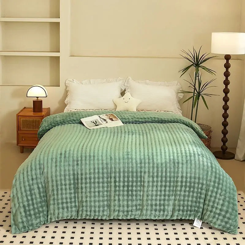 Housse de couette flanelle ajustée sur un lit King