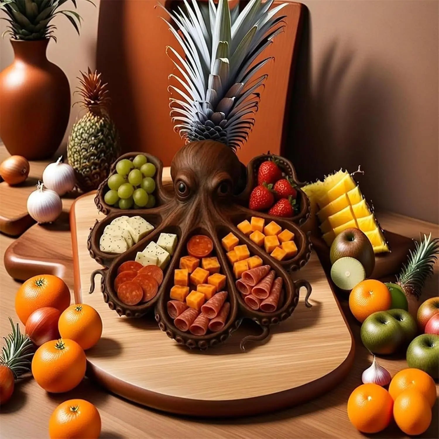 Plateau de charcuterie en bois naturel vert clair