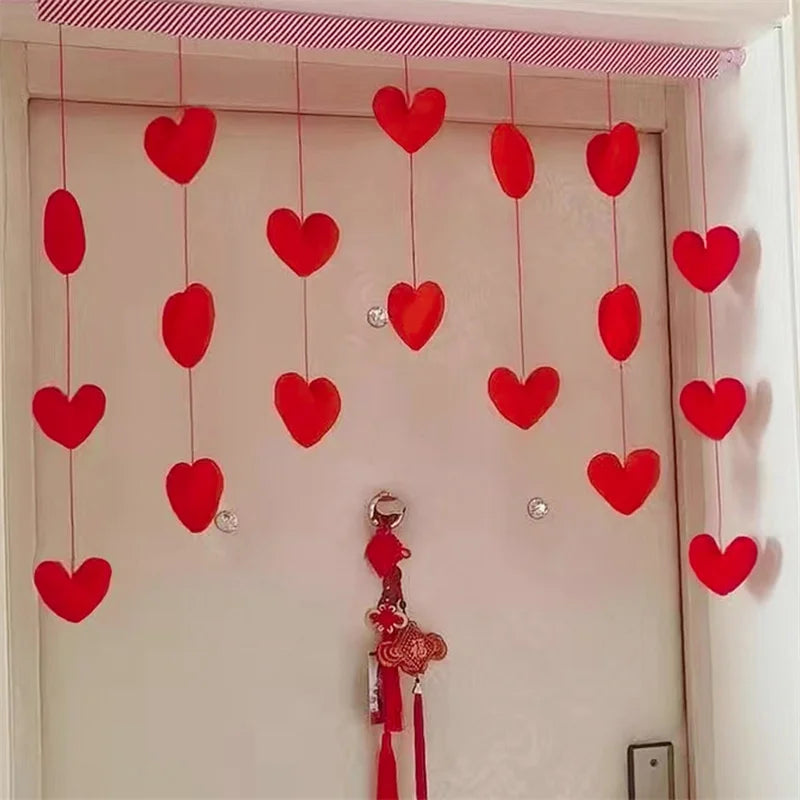 Rideau de porte coeur rouge romantique