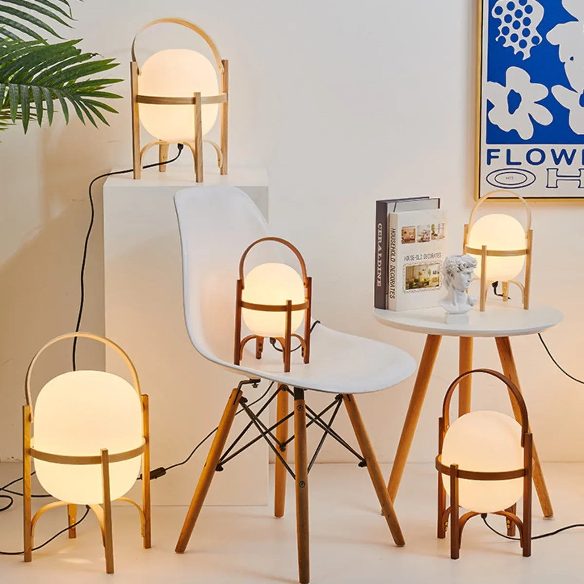 Lampe de chevet japonaise abat-jour jaune