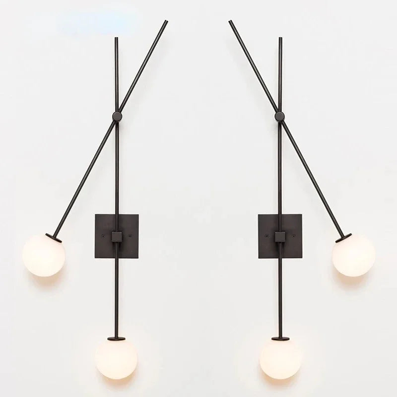 Applique murale minimaliste en verre noir et blanc pour chambre