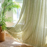 Rideau boho vert sauge occultant pour chambre