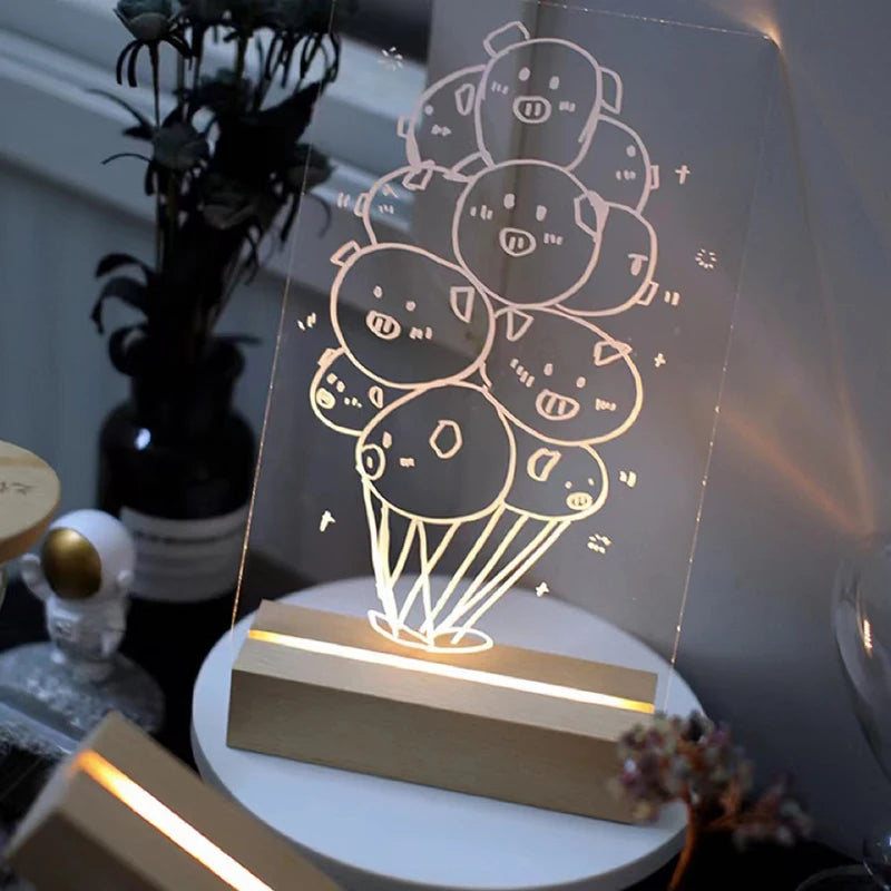 Lampe sans fil en bois avec fente pour panneau