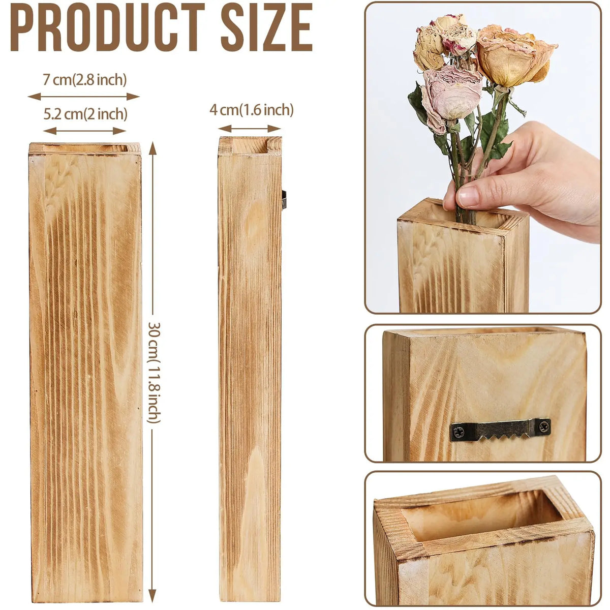 Jardinière murale en bois jaune avec eucalyptus artificiel