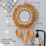 Miroir mural macramé couleur or