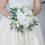 Bouquet de fleurs artificielles blanc ivoire pour mariage et décoration intérieure