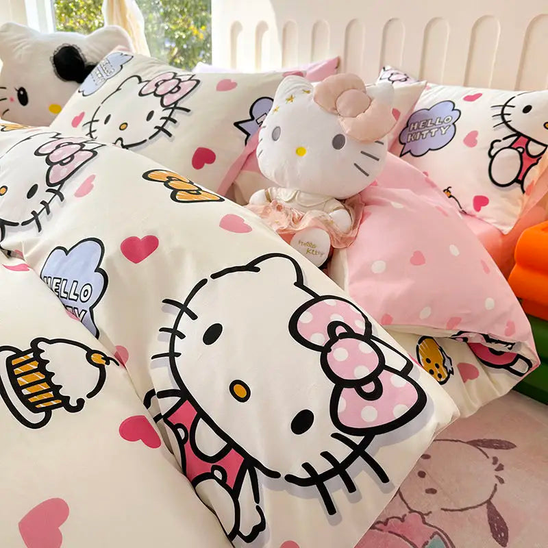 Housse de couette Hello Kitty rose 100% coton set 3 pièces
