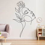 Autocollant mural art ligne fille abstrait moderne