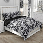 Taies d'oreiller assorties en microfibre fleurs noires