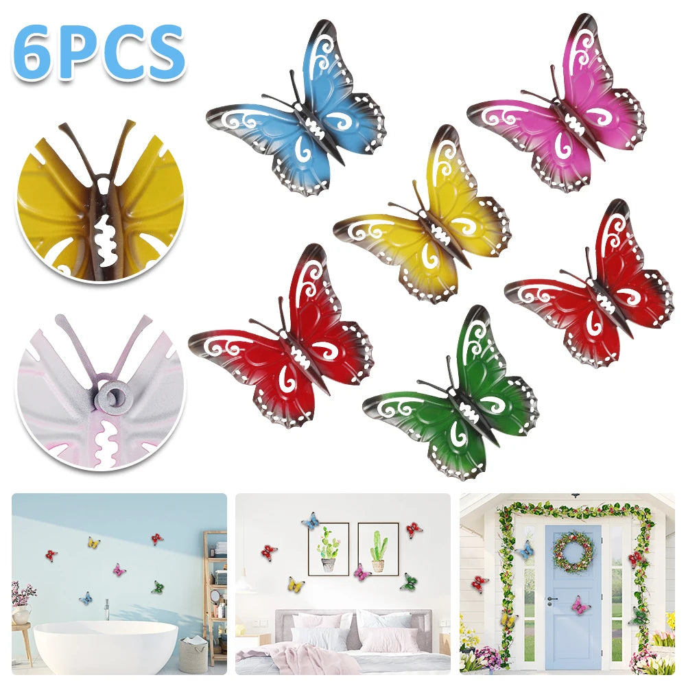 Papillon en fer forgé rose détaillé sur fond de mur blanc