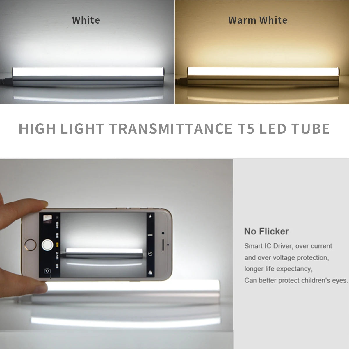 Tube LED T5 220V lumière chaude pour placard