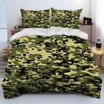 Housse de couette camouflage kaki avec taies d'oreiller assorties
