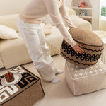 Pouf velours Teddy crème vue de dessus