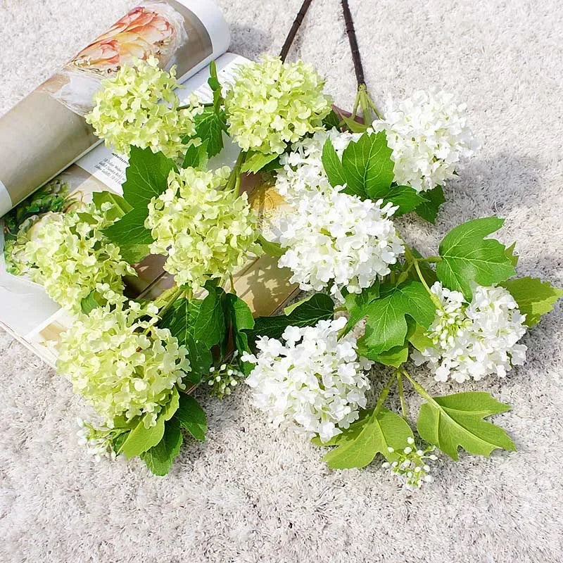 Détail fleur hortensia blanc soie