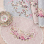 Set de table vintage dentelle cuir imprimé rose ovale