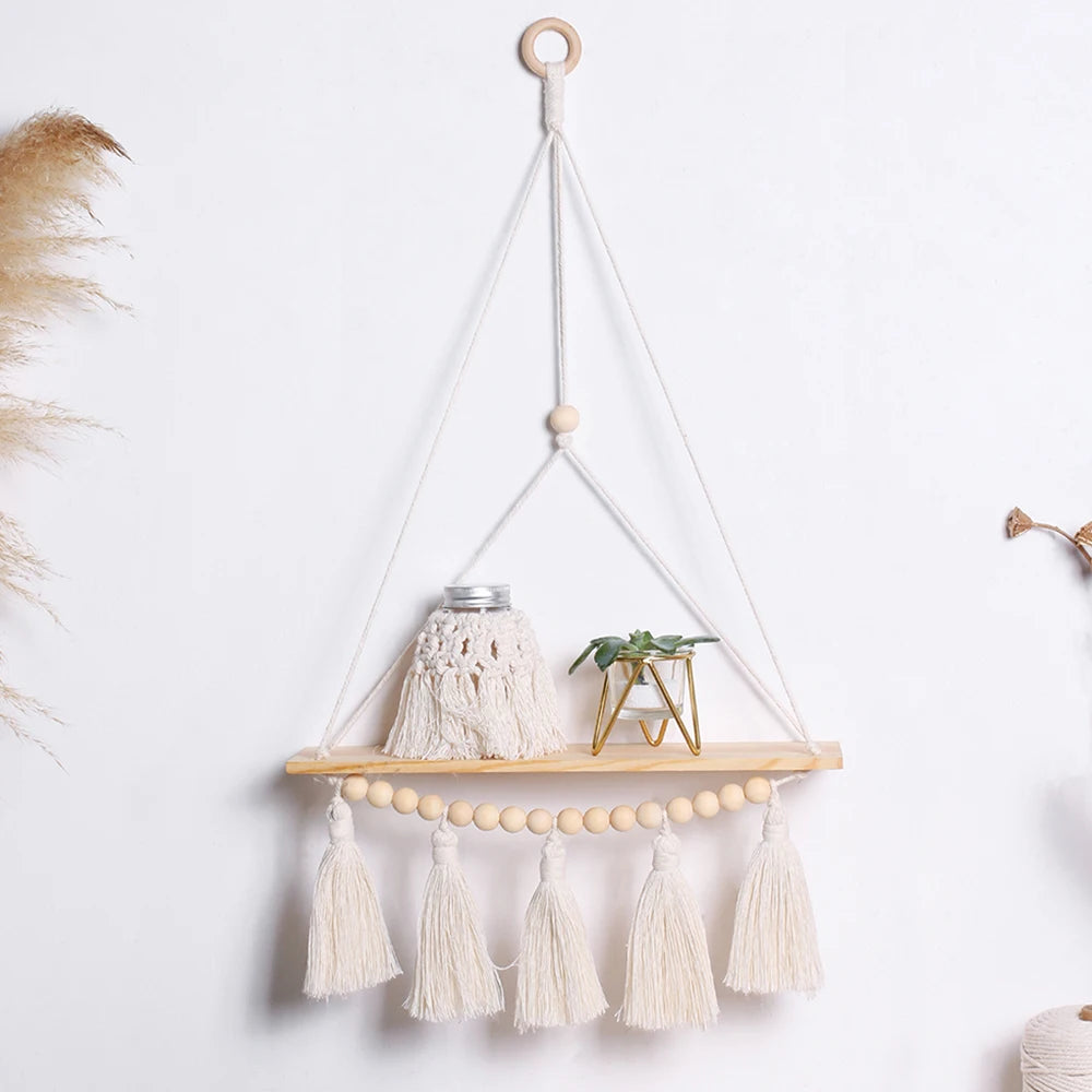 Étagère murale décorative avec corde tressée pour chambre
