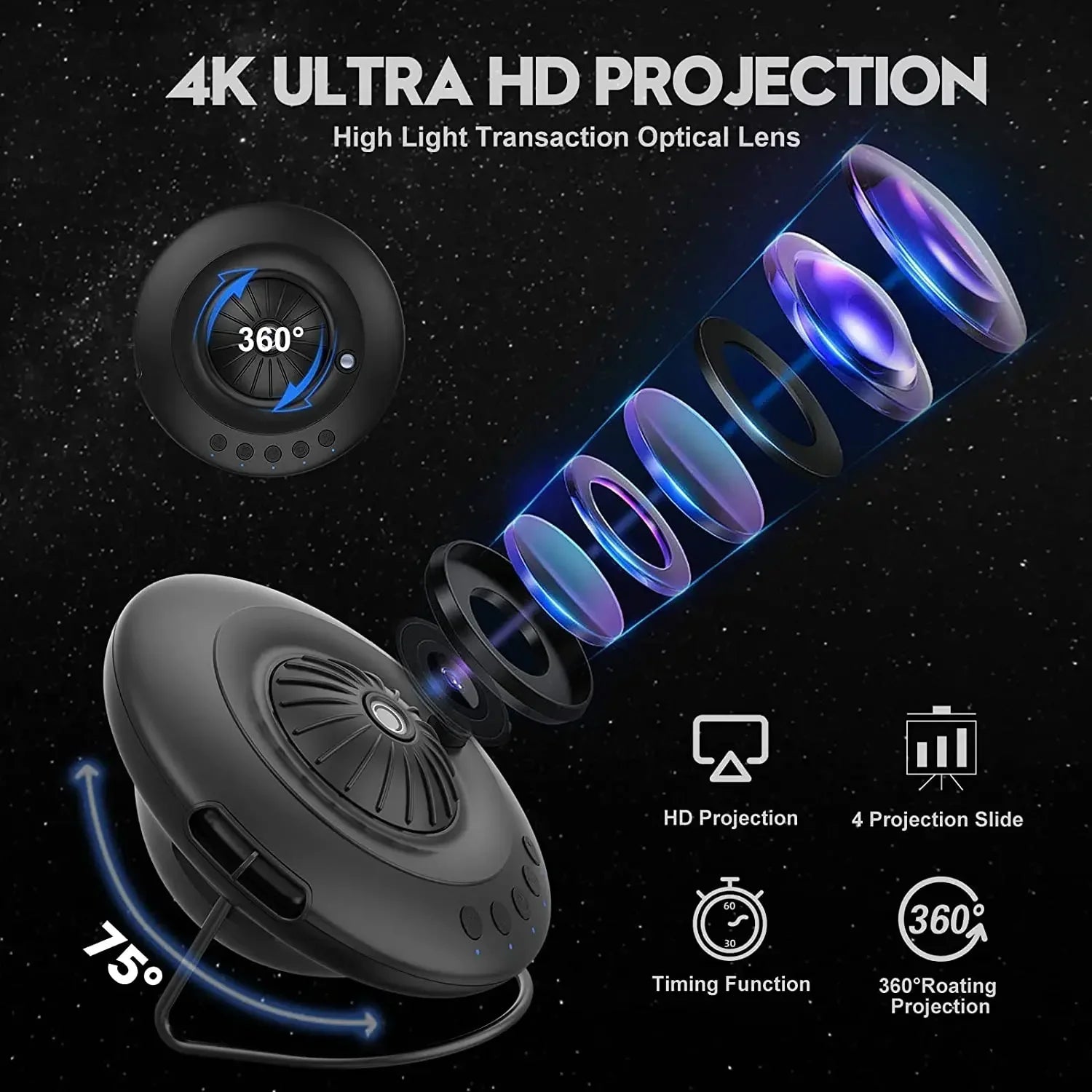 Projecteur étoile projetant une aurore boréale