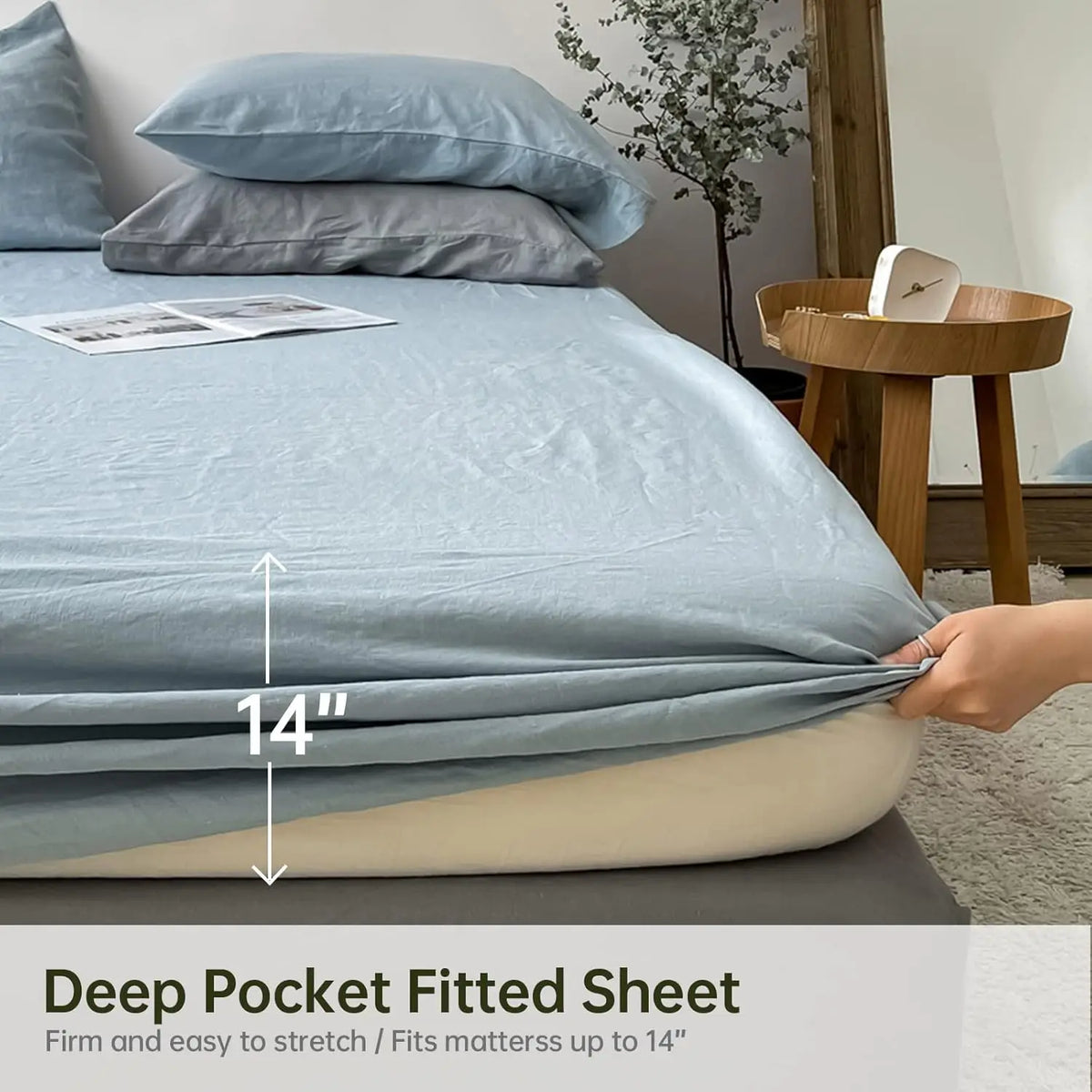 Drap-housse lin poches profondes 40 cm