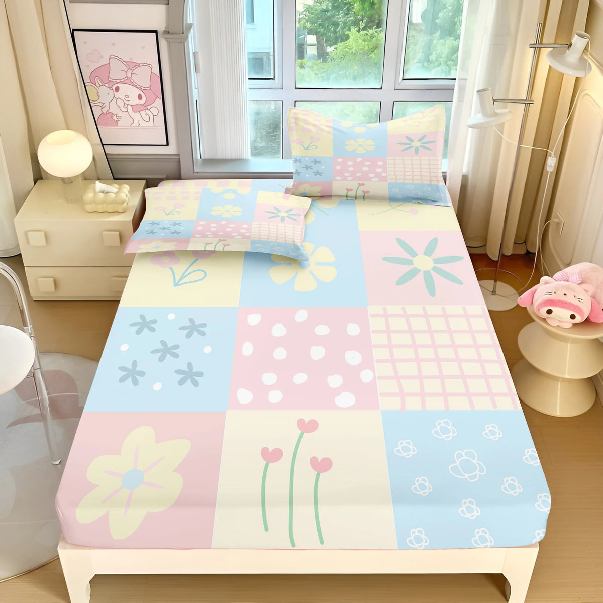 Parure de lit polyester fleurs