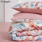 Ensemble de literie 4 pièces en percale coton égyptien couleur prune sur lit