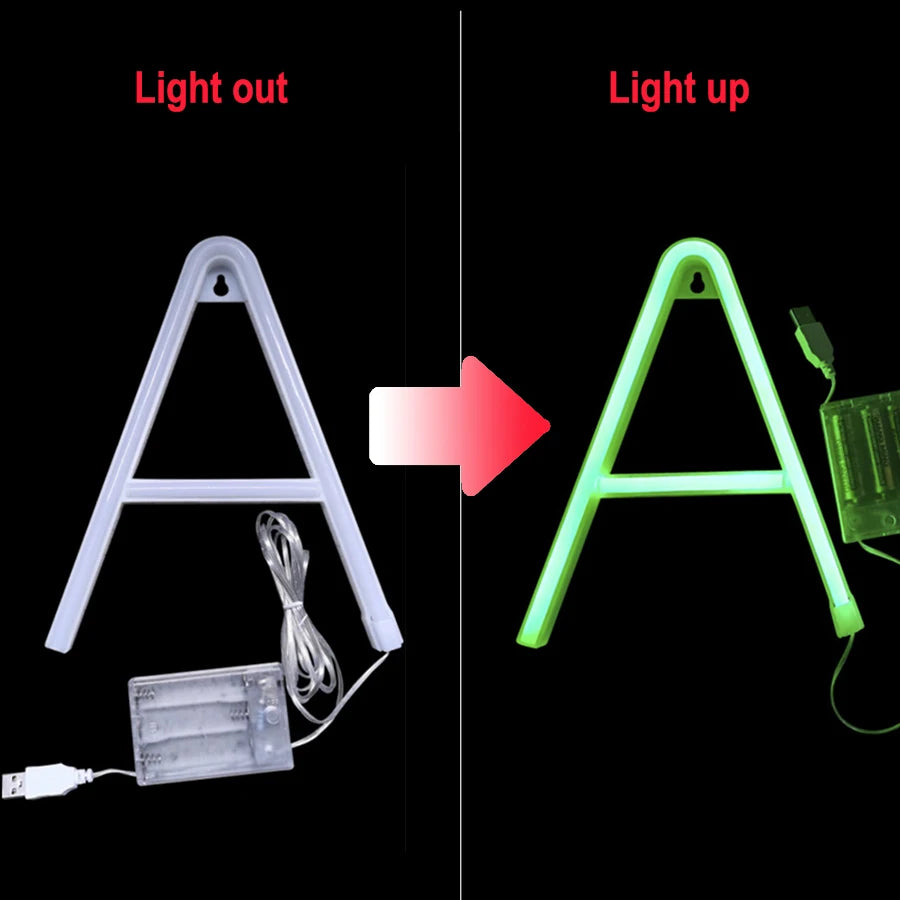 Lettre lumineuse LED 22 cm avec câble USB