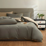 Détail texture coton égyptien housse de couette gris
