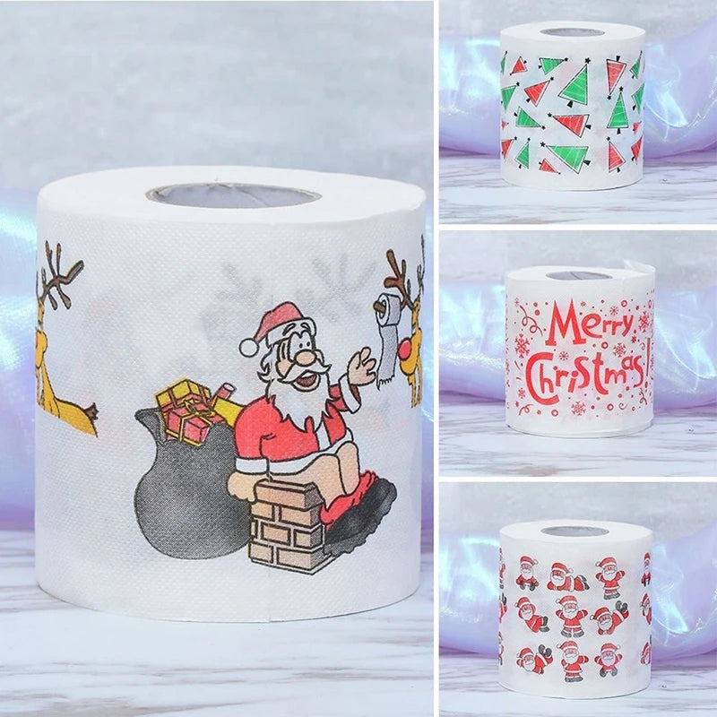 Papier toilette de Noël imprimé saphir profond