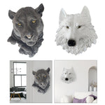 Tête d'animal résine noire et blanche, design géométrique