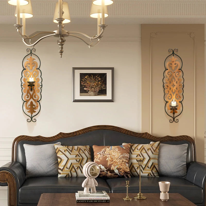 Bougeoir mural 3D en fer forgé argent décoration moderne