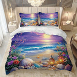 Housse de couette imprimée 3D plage coquillage